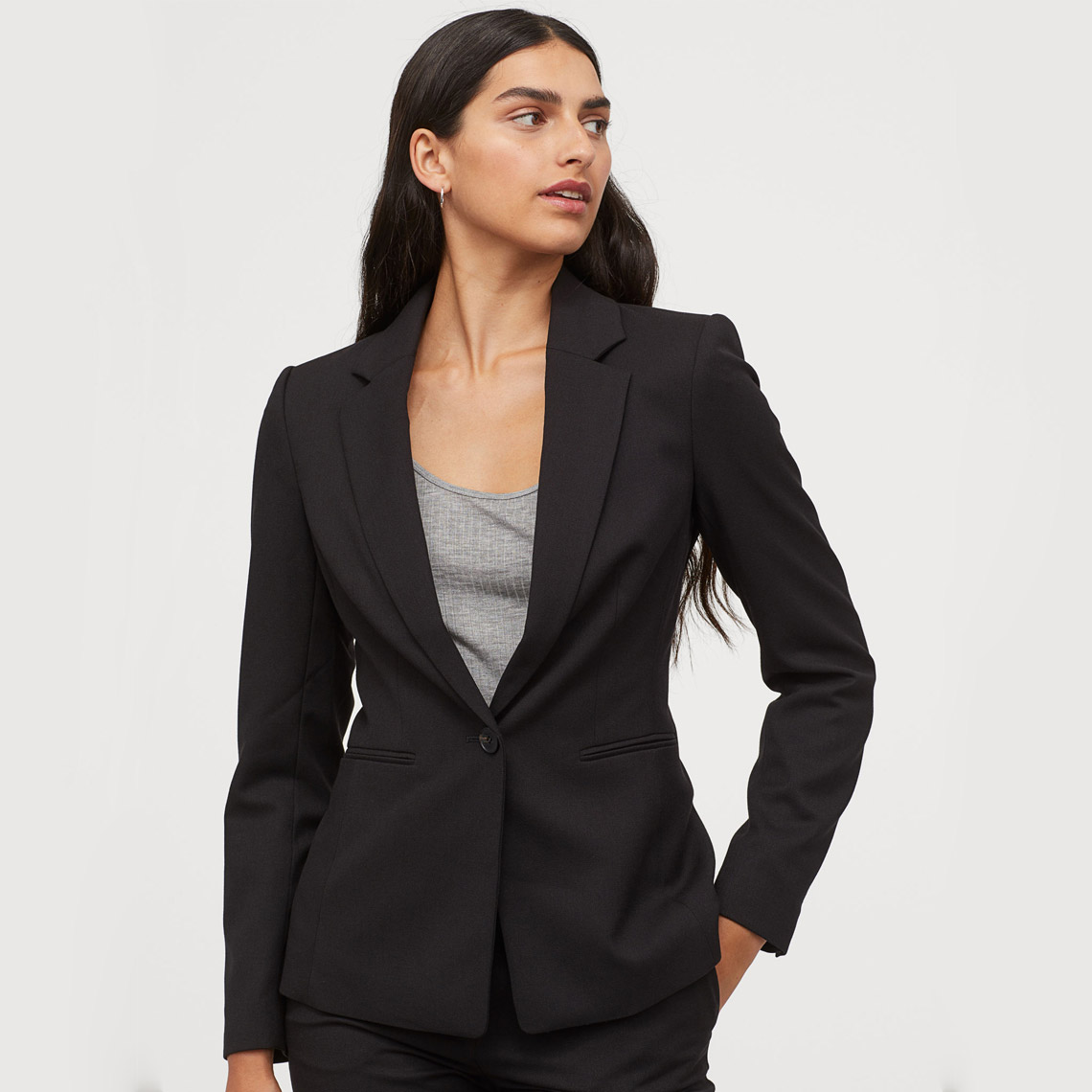 Solid Lapel Collar Women Business Blazers Apparel Double Breasted